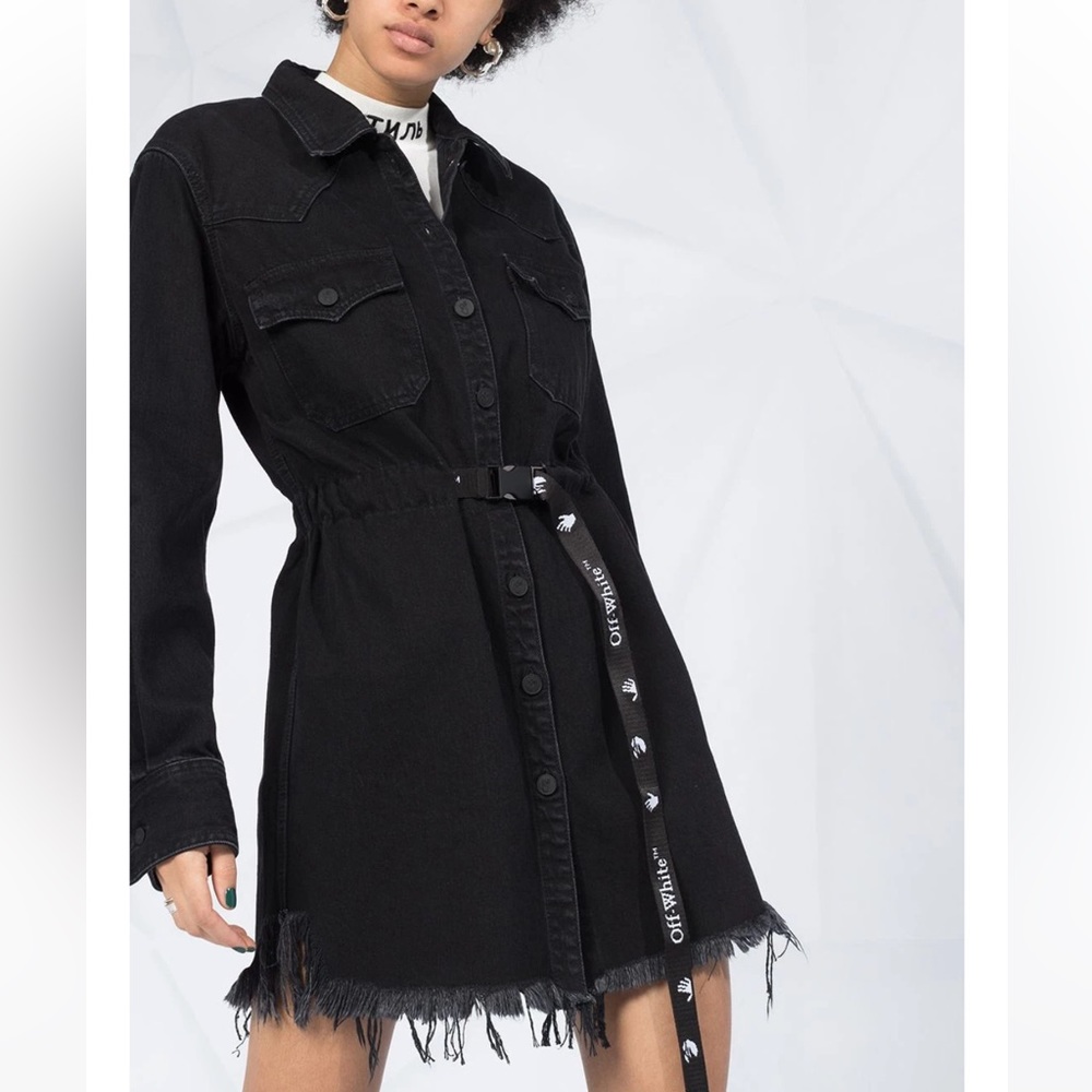 Off-White black denim belted dress. New with tag. Never worn